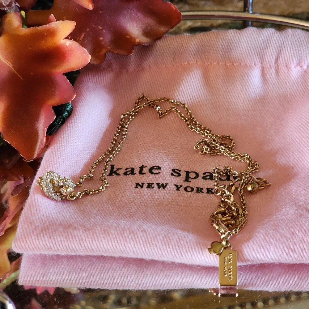 KATE SPADE Sailor's Knot Pave Pendant Gold-Tone Necklace